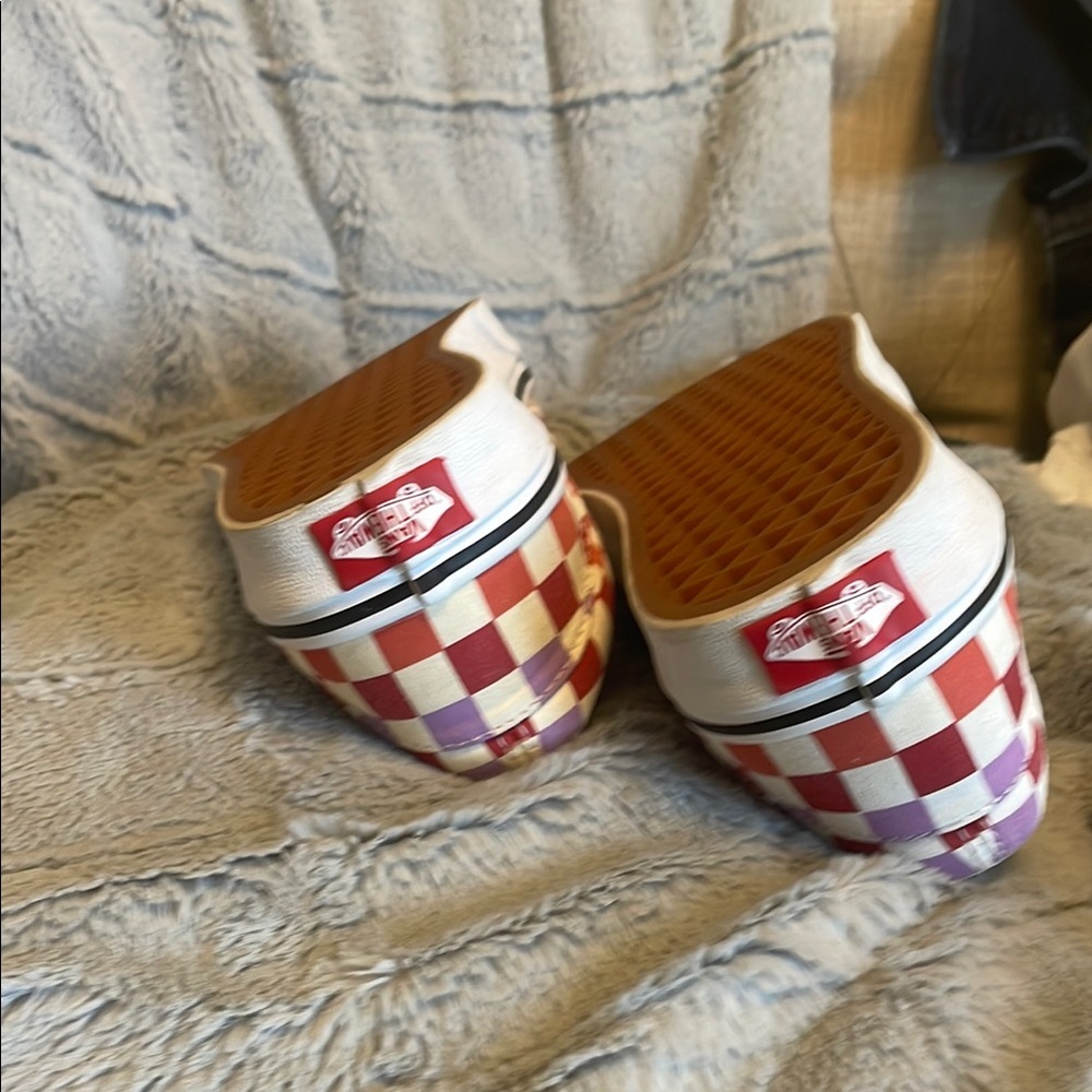 Vans Red and Orange Sneakers Classic Checkerboard Design - Picture 4 of 5